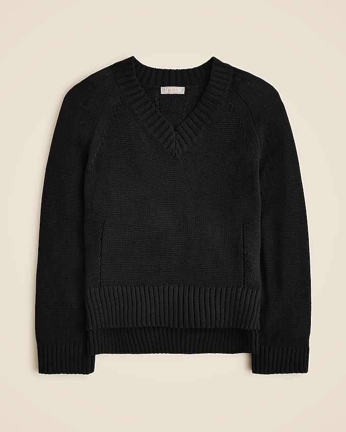 Heritage Cotton Relaxed V-Neck Sweater