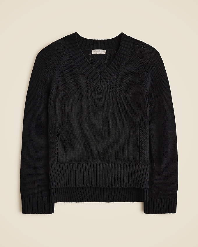 Heritage Cotton Relaxed V-Neck Sweater