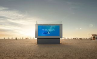 Adidas liquid billboard in Dubai at dusk