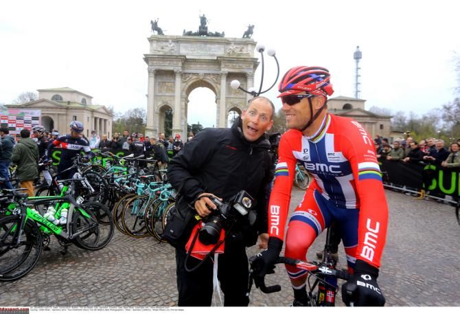 The photographer Tim de Waele with Thor Hushovd