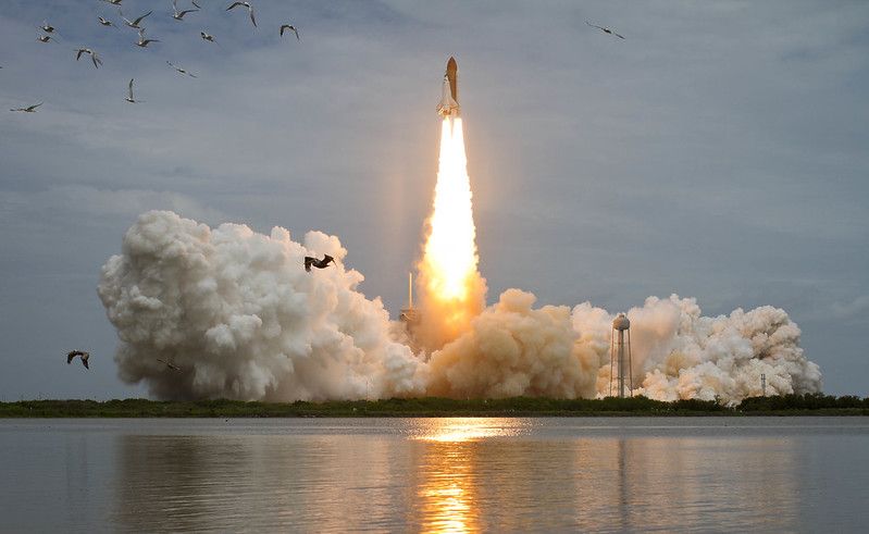 NASA&#039;s space shuttle Atlantis launches on July 8, 2011, kicking off STS-135, the final mission of the shuttle program.