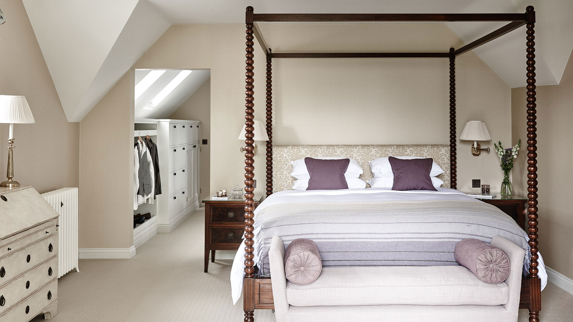 Empty Walk-in Closet With Shelves. Dressing Room Interior Elements