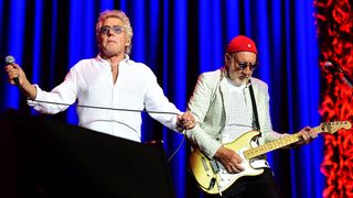 Roger Daltrey )L) and Pete Townshend (R) leads The Who in concert at Firenze Rocks 2023 at Visarno Arena on June 17, 2023 in Florence, Italy