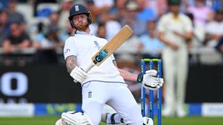 Ben Stokes of England takes evasive action during day three of the LV=Insurance Ashes 4th Test Match between England and Australia