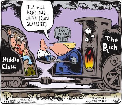Political cartoon U.S. Trump tax cuts middle class