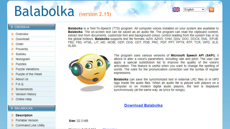 Balabolka website screenshot