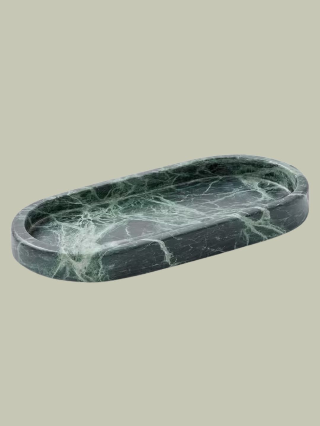 John Lewis, Oval Marble Bathroom Accessories Tray in Spider Green