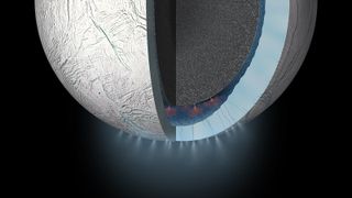 Snow-globe worlds: Observations by the Cassini-Huygens mission suggest that three Saturn moons harbor liquid-water oceans beneath their icy shells.
