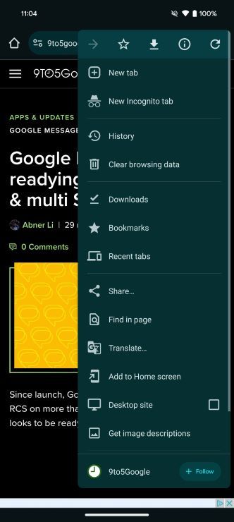 Google Chrome shortcut for clearing browsing data on Android