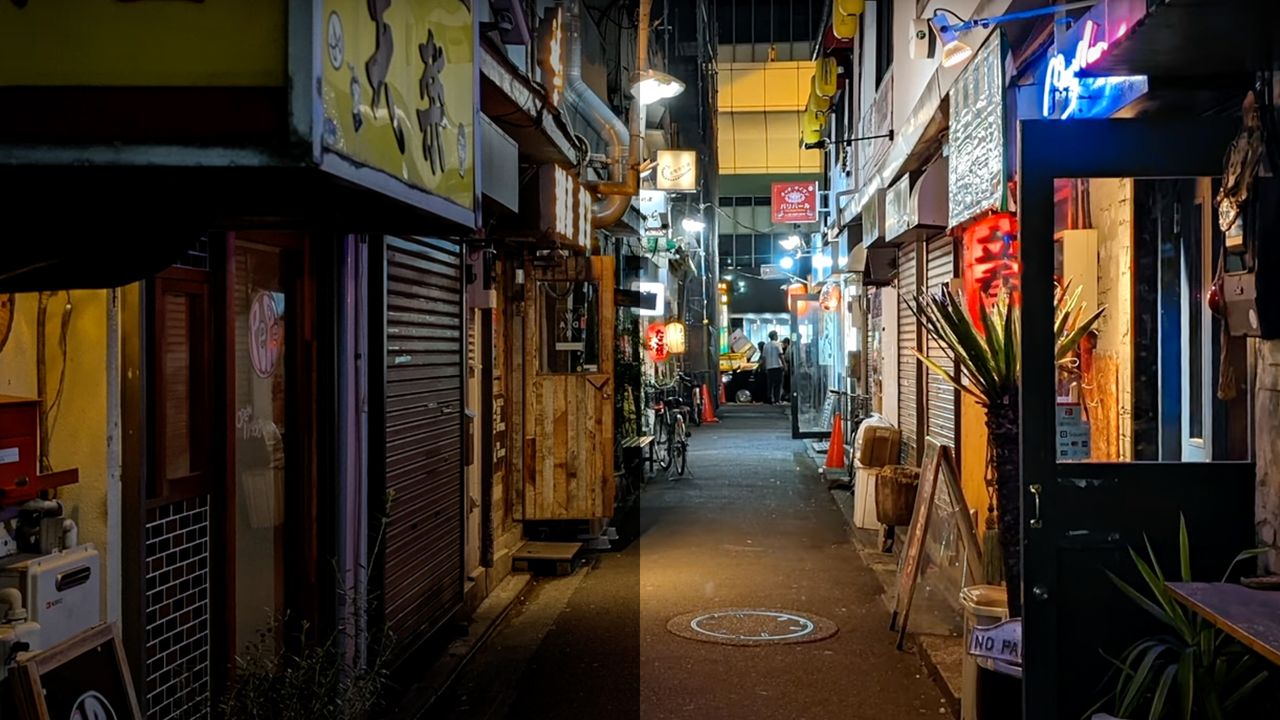 Google Pixel 8 Pro launch Night Sight video off on example street