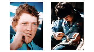 Two photographs from Memories of Dust, a long-form photography project in Texas, USA, by Alex Bex. Left: Fort Worth, Texas, 2024. Jonathan, 25, a horse trainer and aspiring team roper, waits in the shade by his truck for the next assignment. Right: London, Texas, 2024. Merrick, 18, cares for a baby squirrel he found abandoned on his grandmother’s ranch.