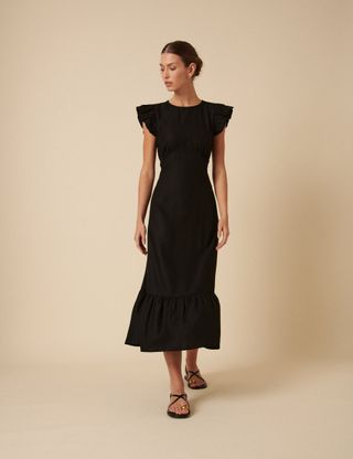 Black Tiered Clara Midi Dress