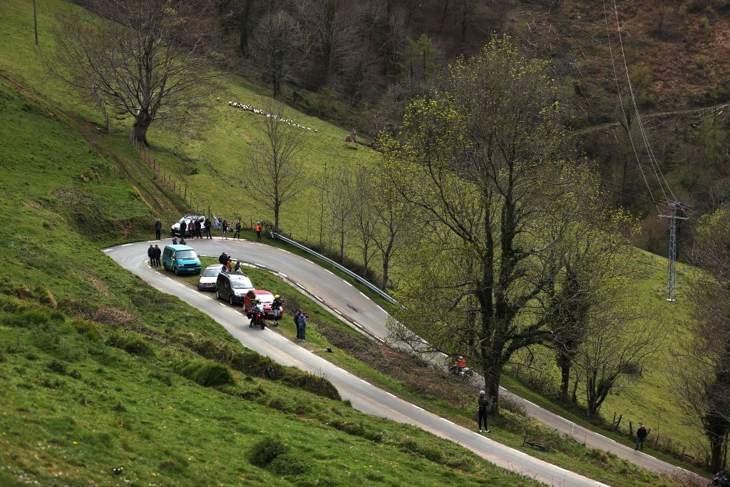 ARRATE SPAIN APRIL 09 Fans wait for peloton passing during the 61st Itzulia Basque Country 2022 Stage 6 a 1357km stage from Eibar to Arrate itzulia WorldTour on April 09 2022 in Arrate Spain Photo by Gonzalo Arroyo MorenoGetty Images