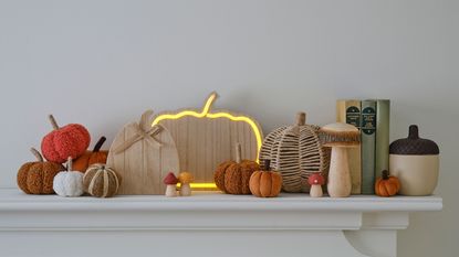 Halloween decorations in a white living room