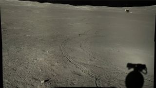 Yutu 2 looks back over tracks made from the Chang’e 4 lander in July.