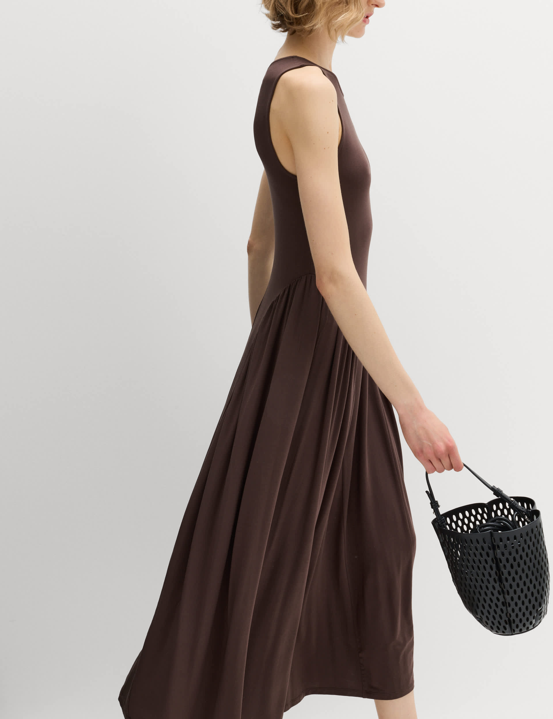 Lyocell Rich Dropped Waist Midi Dress