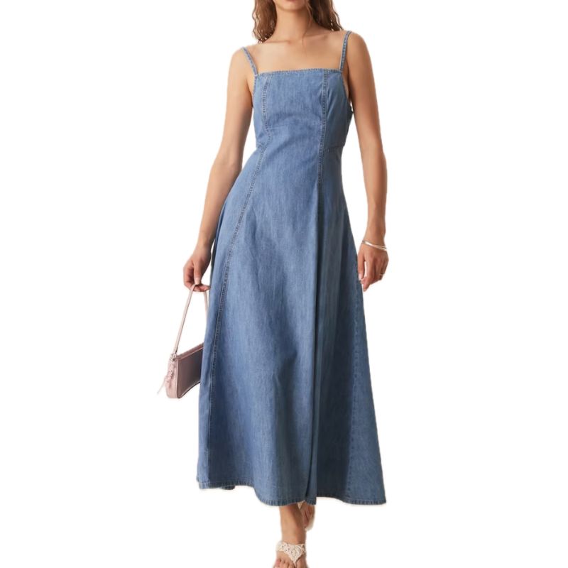 ASOS , Denim Cami Fit and Flare Midi Dress 