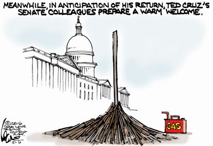 Political Cartoon U.S. Cruz Senate Return