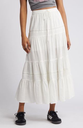 Tiered Cotton Maxi Skirt