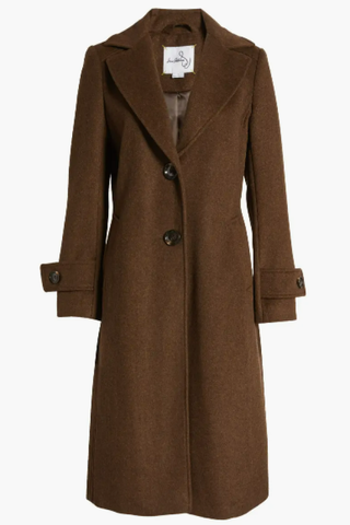 Sam Edelman Notch Collar Longline Wool Blend Coat