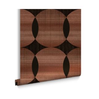 wallpaper with geometric print on amber background