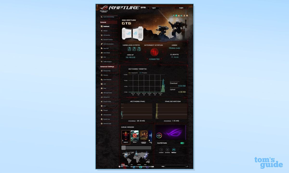 Asus ROG Rapture GT6 app screenshot