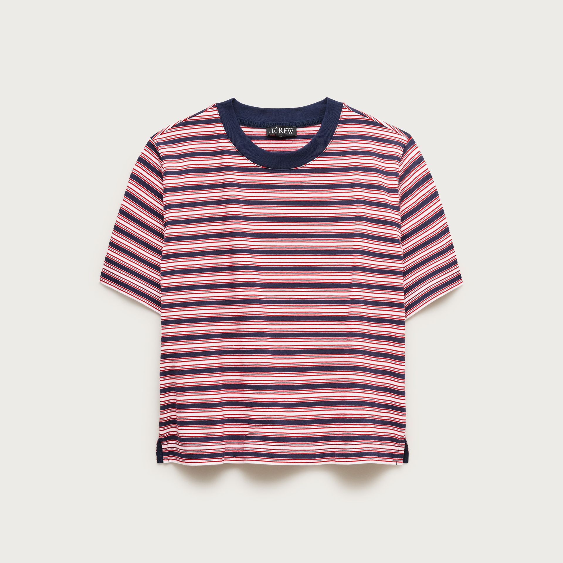 Boyfriend Jersey Relaxed Cropped T-Shirt in Stripe