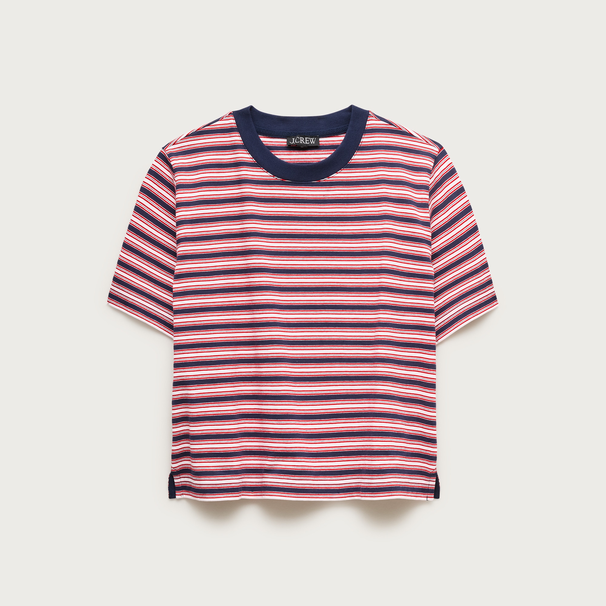 Boyfriend Jersey Relaxed Cropped T-Shirt in Stripe
