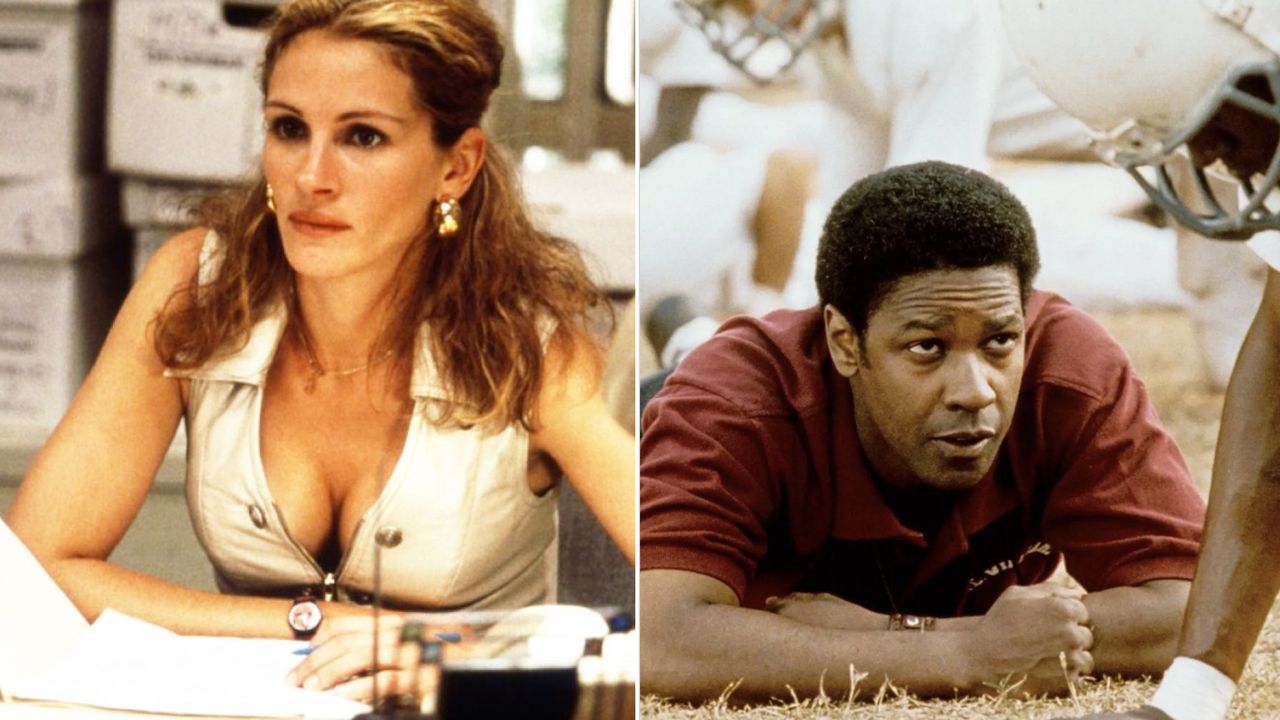 a collage of best inspirational movies featuring erin brockovich and remember the titans