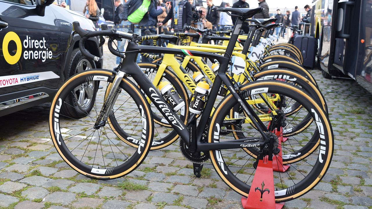 Last year's winner Niki Terpstra had a special Cobbles Crusher Wilier for the Tour of Flanders but abandoned after a nasty crash