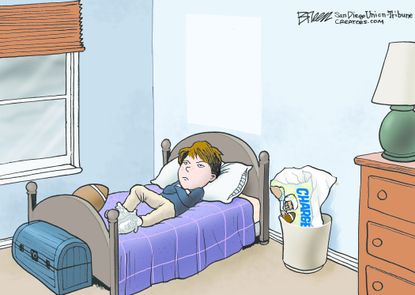 Editorial Cartoon Kid upset about Chargers