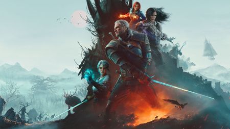 Witcher 3 Remastered key art featuring Geralt and friends