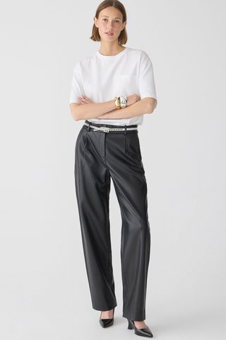 J.Crew Straight-Leg Essential Pant in Faux Leather