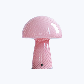 pink glass mushroom table lamp