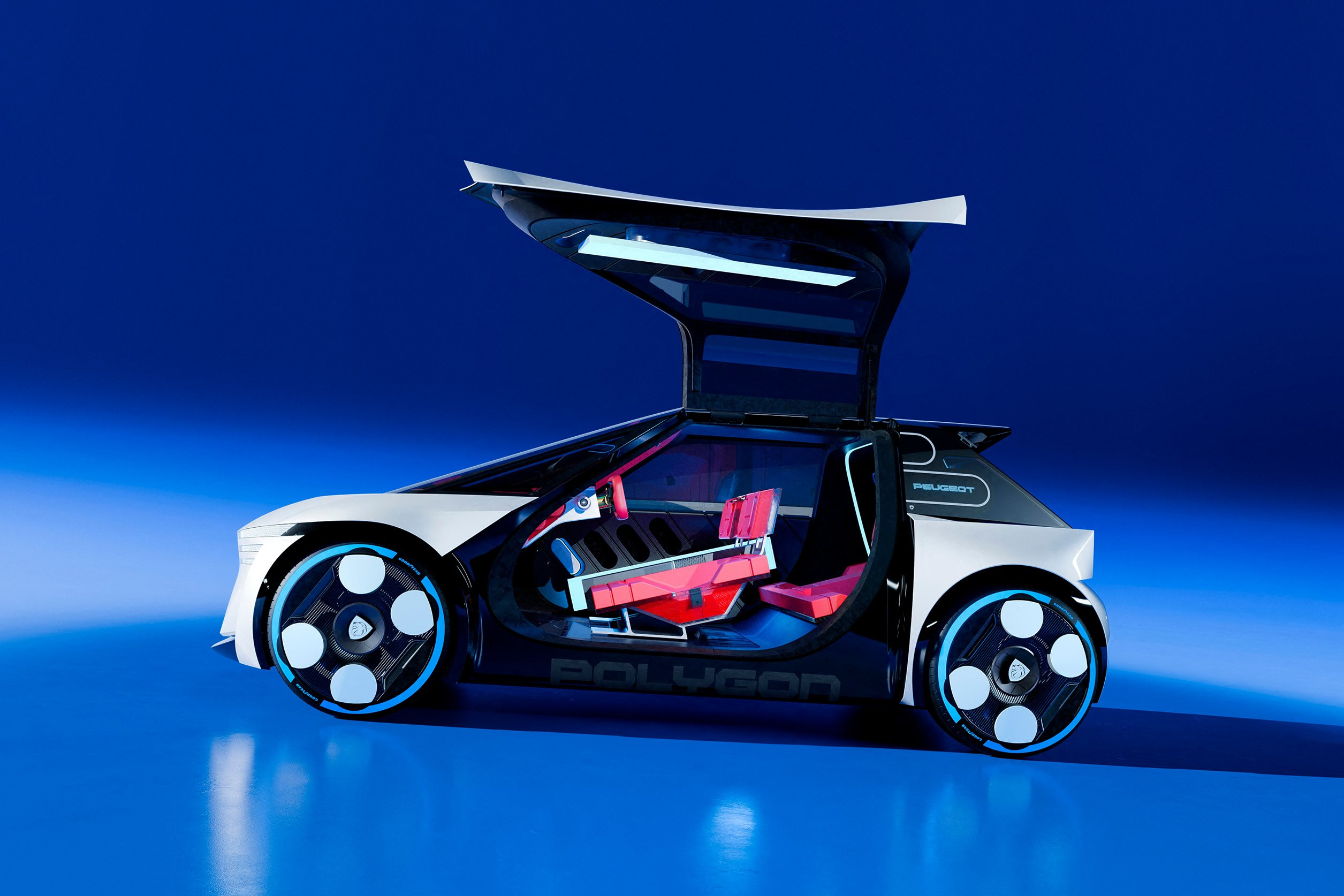 The Peugeot Polygon Concept has extra-large gullwing doors