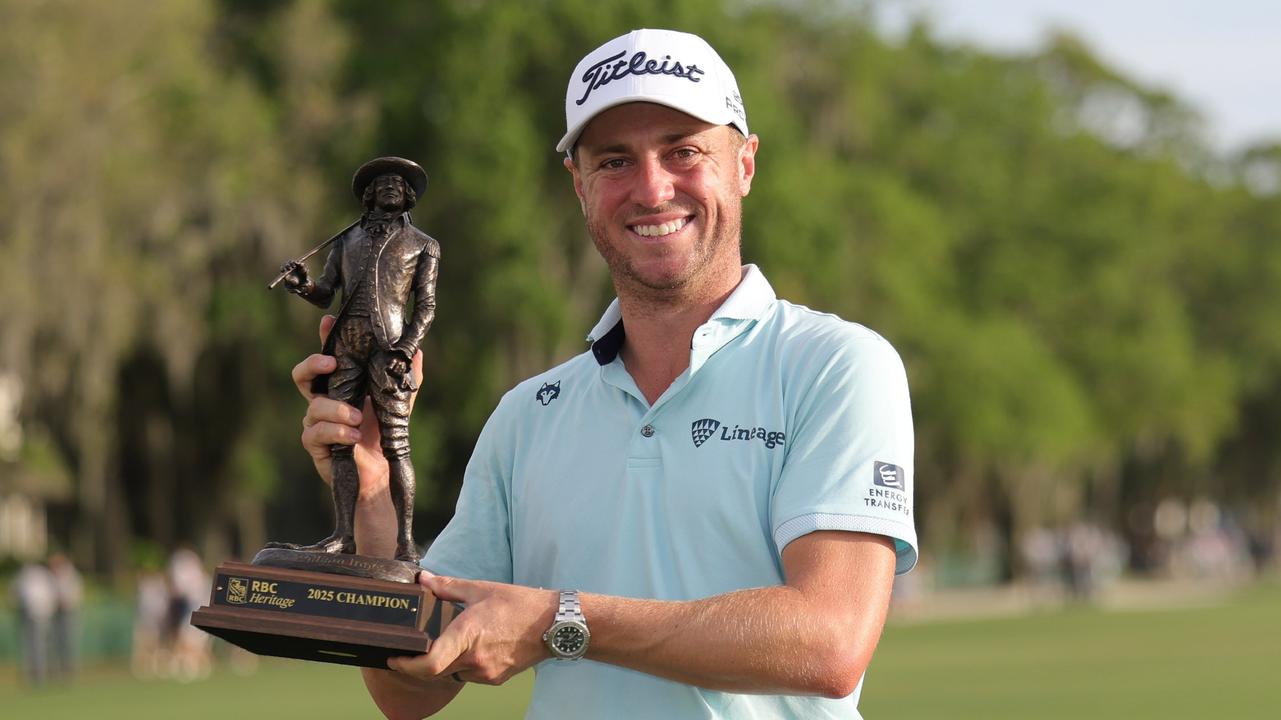 Justin Thomas with the RBC Heritage trophy