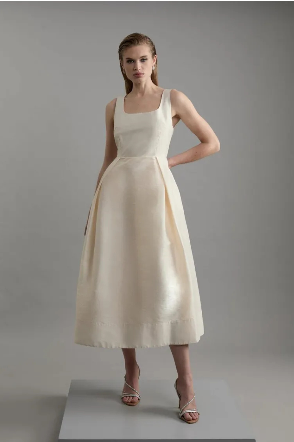 Lydia Millen Taffeta Full Skirt Tailored Midi Dress
