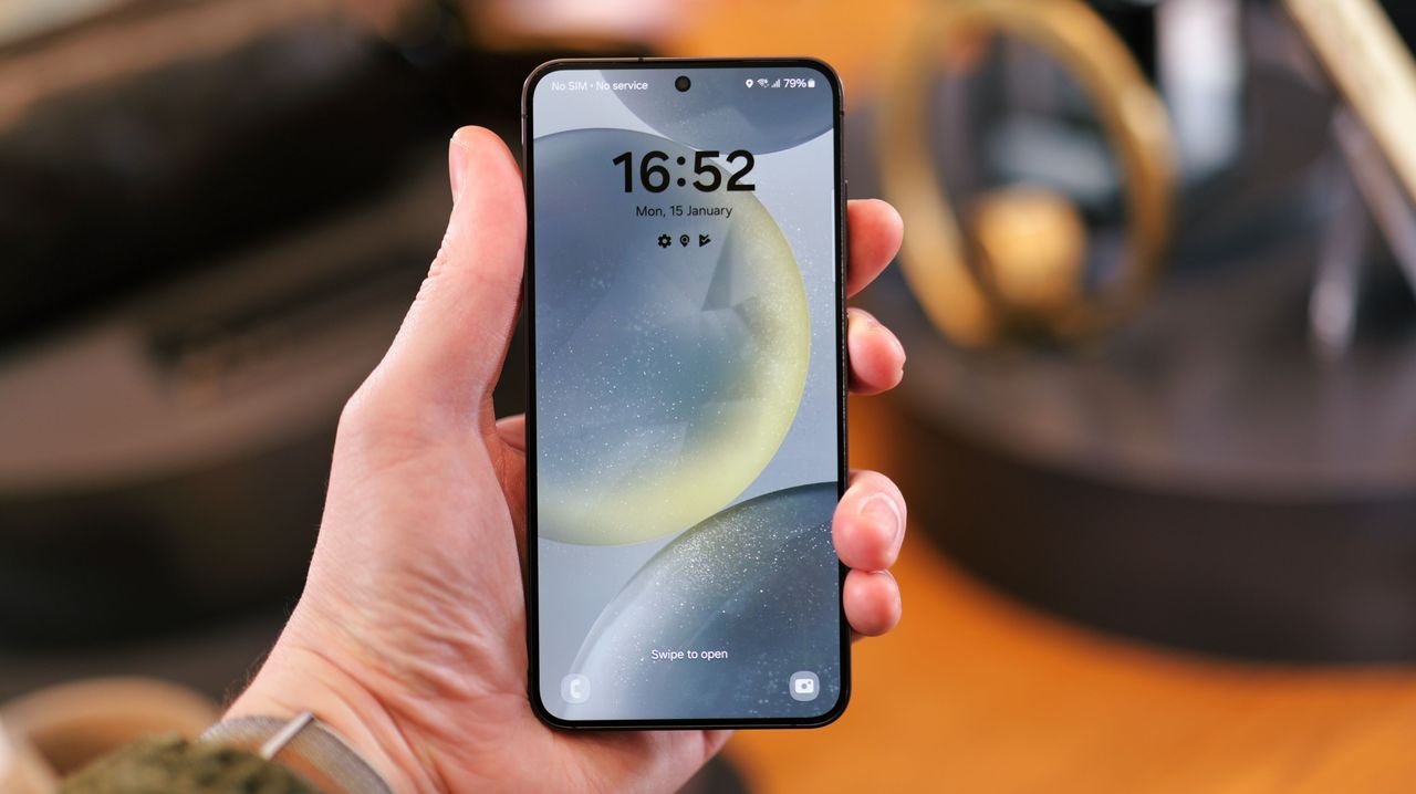 Samsung Galaxy S24 phone held in a hand