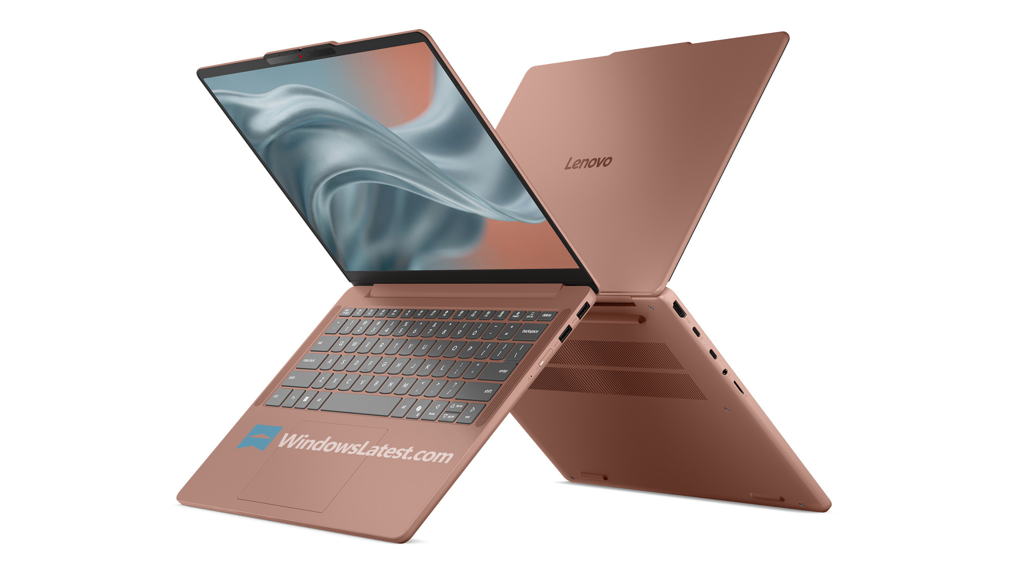 Lenovo IdeaPad Vibe two models of the laptop, showing front and keyboard one side, rear of lid and underside on the other