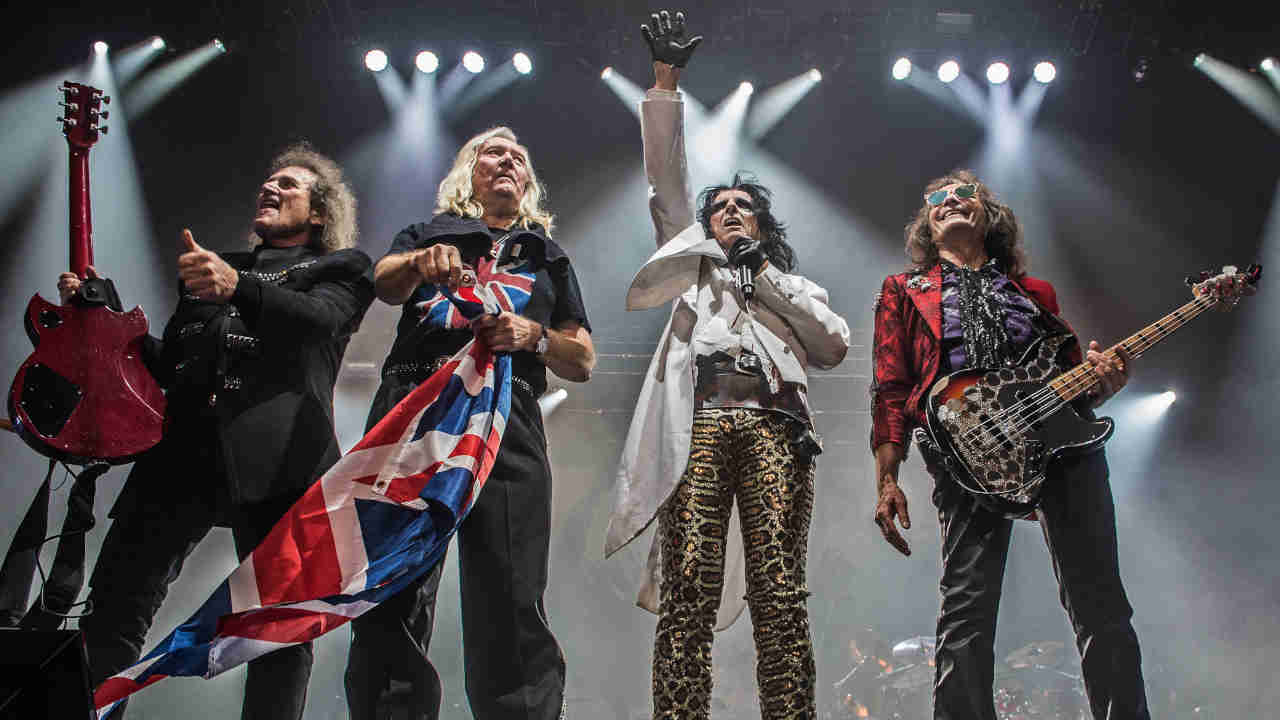 Alice Cooper and bandmates onstage in 2017