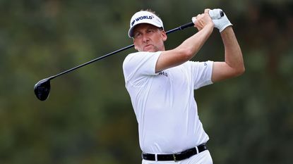 Ian Poulter pictured hitting a drive