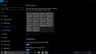 Windows 10 Quick Action Settings