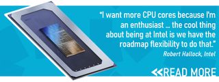 Intel Vice President and General Manager of Client AI and Technical Marketing, Robert Hallock: 'I want more CPU cores because I'm an enthusiast ... the cool thing about being at Intel is we have the road map flexibility to do that.' - Image banner for Laptop Mag's Silicon Survey 2025 featuring a 3D render of the Intel Arrow Lake-H mobile processor - Image is a part of the Laptop Mag Silicon Survey 2025 special issue.