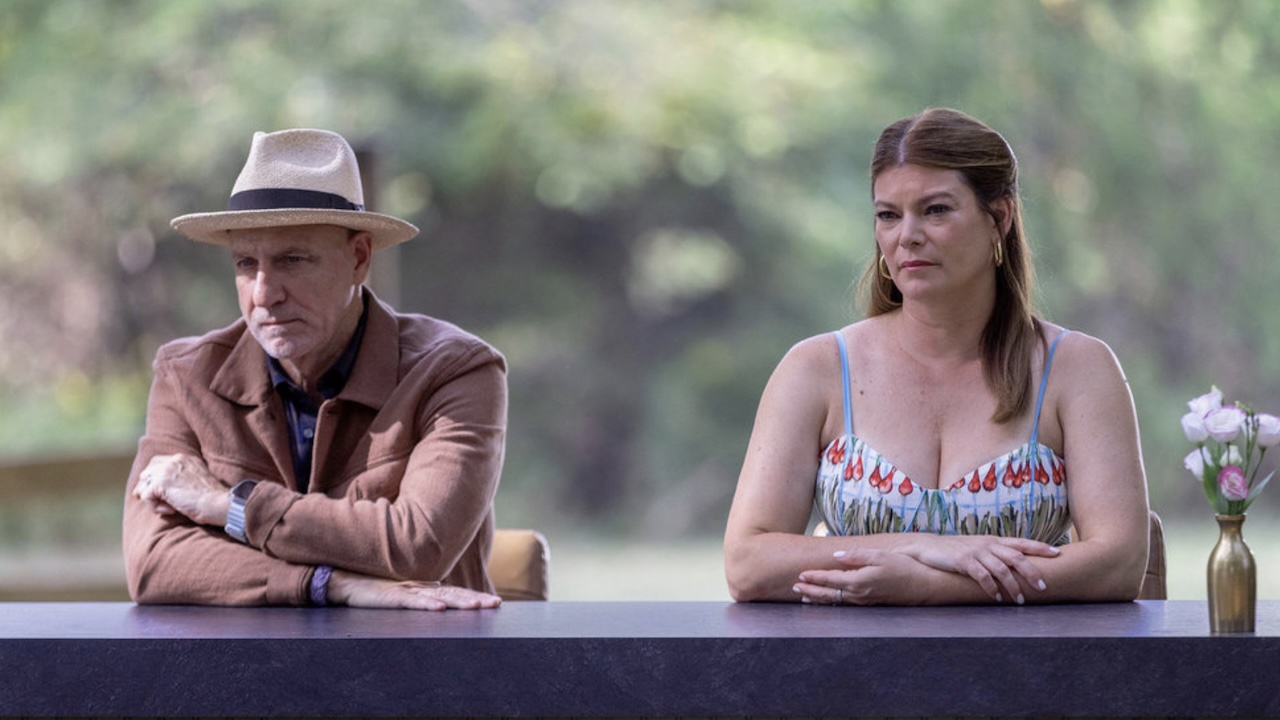 Tom and Gail with stern looks on their faces behind Judges Table in Top Chef Season 23 "Appalachian Celebration"