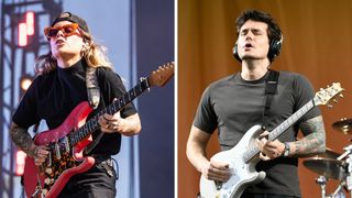 Left-Tash Sultana performs during 2022 Bonnaroo Music & Arts Festival on June 19, 2022 in Manchester, Tennessee; Right-John Mayer of Dead & Company performs during the 52nd annual New Orleans Jazz & Heritage Festival at Fair Grounds Race Course on May 06, 2023 in New Orleans, Louisiana