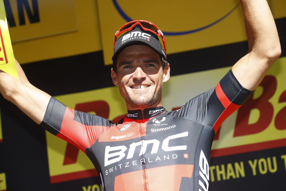 Greg Van Avermaet (BMC Racing) celebrates his Tour de France stage win
