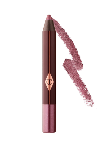 Charlotte Tilbury Amethyst Eyeshadow pencil with swatch on a white background