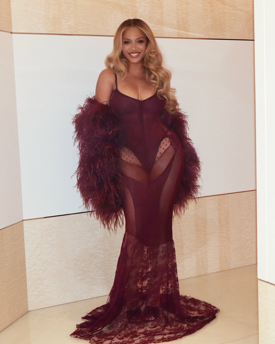 Beyonce returns to Instagram and poses in a vintage Roberto Cavalli 2007 metallic dress and a custom Dolce &amp;amp; Gabbana sheer lingerie-style dress for her birthday