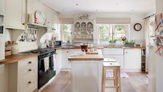 Simple pared-back Shaker-style kitchen in Victorian farmhouse