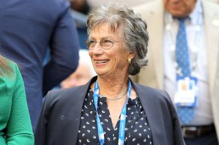 Former tennis champion Virginia Wade is seen prior to the Women's Single's final match between Serena Williams of the United States and Bianca Andreescu of Canada